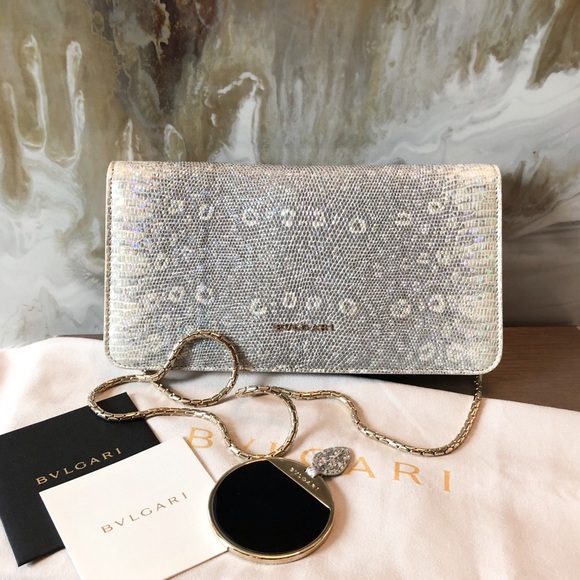 Bvlgari Lizard Metallic Serpenti Flap Chain Clutch - Picture 3 of 8